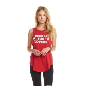 Chaser Red I Love Beer Cotton Jersey Tank Top | Size M